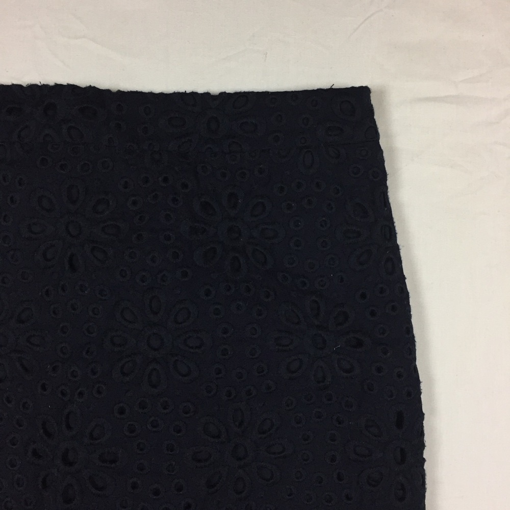 J. Crew navy blue pinwheel eyelet No. 2 skirt 2 - Picture 2 of 7